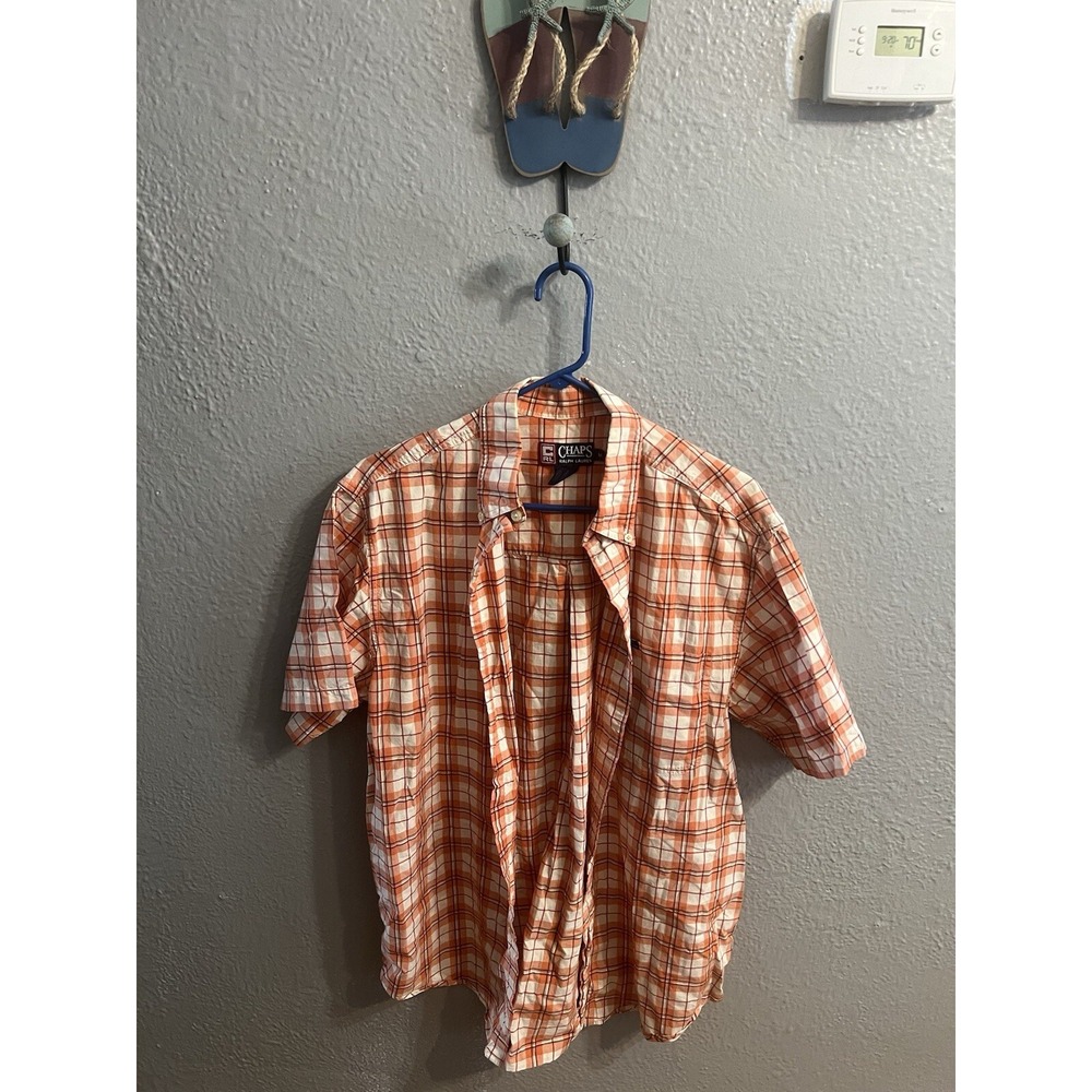 Chaps Ralph Lauren SS Button Down‎ Mens Shirt Plaid Cotton Size Medium